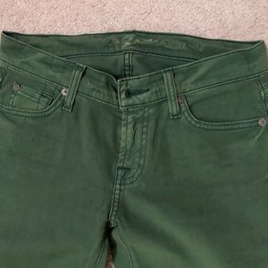 7 For All Mankind Green Cropped Jeans, Size: 25